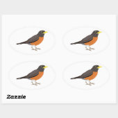 American Robin Illustration Ovale Sticker (Vel)