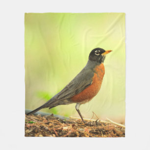 American Robin Photo Fleece Deken