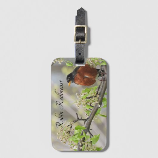 American Robin - Spring Blossom Bagagelabel (Voorkant (verticaal))