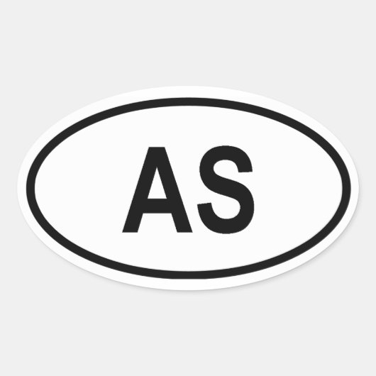 American Samoa "AS" Ovale Sticker (Voorkant)