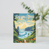 American Samoa National Park Illustratie Retro Briefkaart (Staand voorkant)