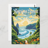 American Samoa National Park Illustratie Retro Briefkaart (Voorkant / Achterkant)