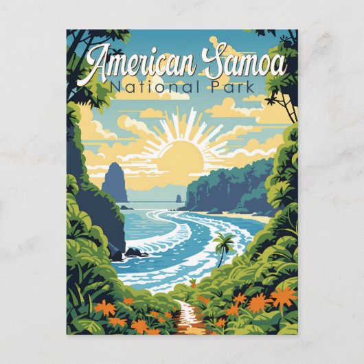 American Samoa National Park Illustratie Retro Briefkaart (Voorkant)