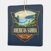 American Samoa National Park Illustratie Retro Keramisch Ornament (Links)