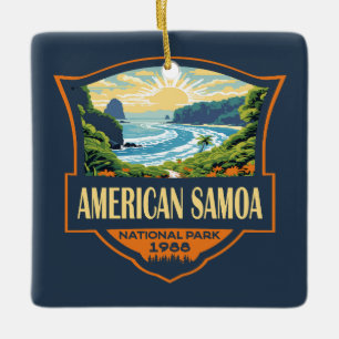 American Samoa National Park Illustratie Retro Keramisch Ornament