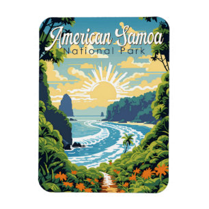 American Samoa National Park Illustratie Retro Magneet