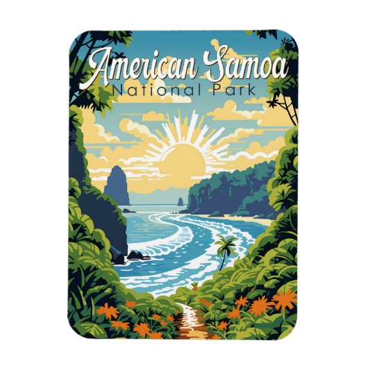 American Samoa National Park Illustratie Retro Magneet (Verticaal)