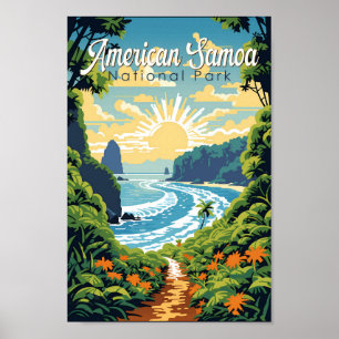 American Samoa National Park Illustratie Retro Poster