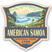 American Samoa National Park Illustratie Retro Sticker (Voorkant)