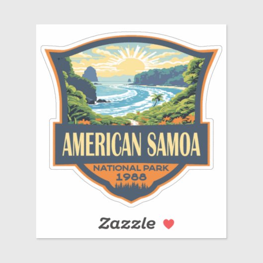 American Samoa National Park Illustratie Retro Sticker (Vel)