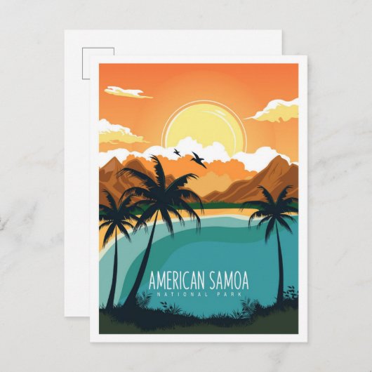 American Samoa National Park Travel Illustration Briefkaart (Voorkant / Achterkant)