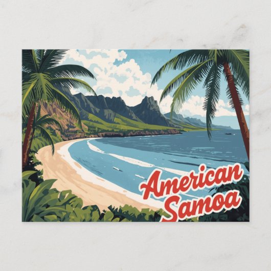American Samoa Tropical Beach Art Briefkaart (Voorkant)