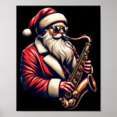 American Santa Playing Saxophone Xmas Jazz Christm Poster (Voorkant)