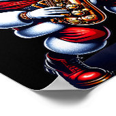 American Santa Playing Saxophone Xmas Jazz Christm Poster (Hoek)