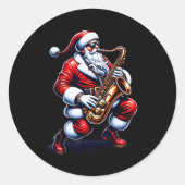 American Santa Playing Saxophone Xmas Jazz Christm Ronde Sticker (Voorkant)