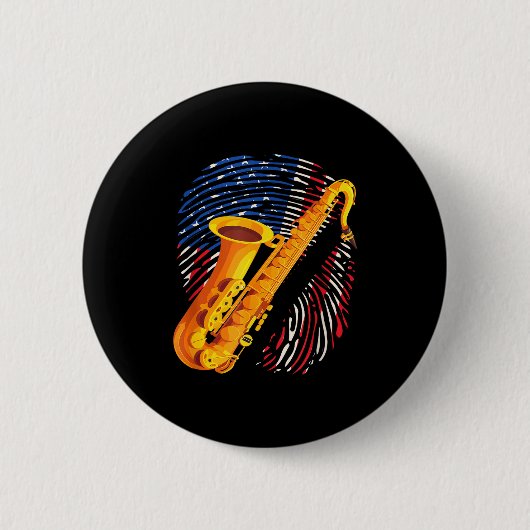 American Saxophone Player Saxophonist Jazz Band Me Ronde Button 5,7 Cm (Voorkant)