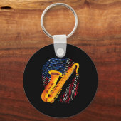 American Saxophone Player Saxophonist Jazz Band Me Sleutelhanger (Voorkant)