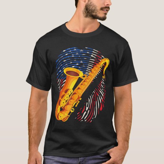 American Saxophone Player Saxophonist Jazz Band Me T-shirt (Voorkant)