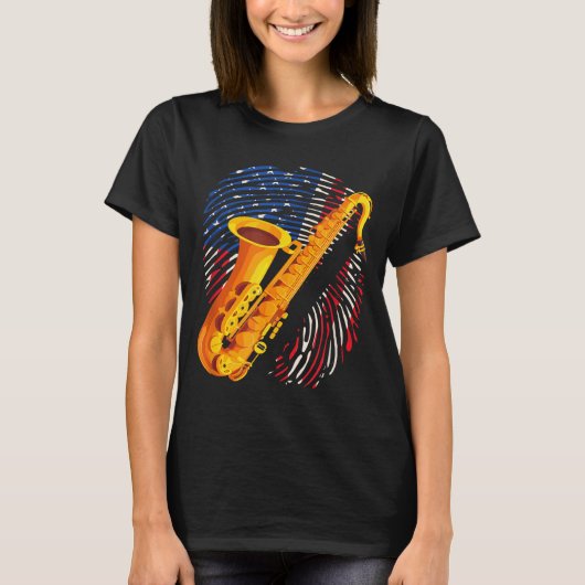 American Saxophone Player Saxophonist Jazz Band Me T-shirt (Voorkant)