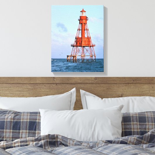 American Shoal Lighthouse, Florida Canvas Print (Insitu (Slaapkamer))