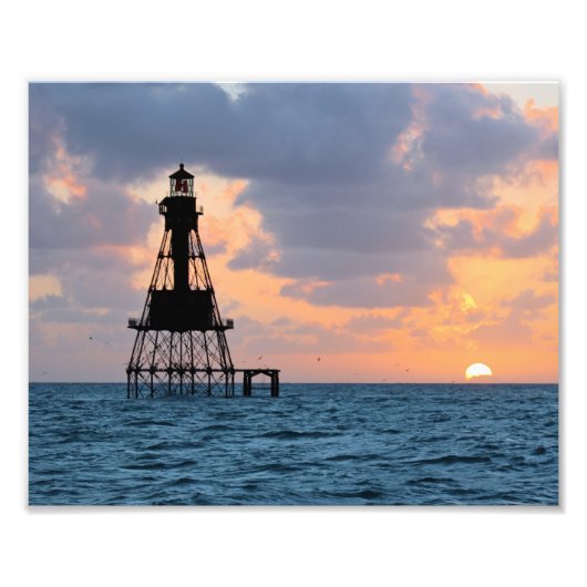 American Shoal Lighthouse, Florida Satin Foto Afdruk (Voorkant)