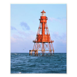American Shoal Lighthouse, Florida Satin Foto Afdruk