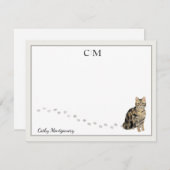 American Short Hair Brown Tabby Cat Monogram Name Notitiekaartje (Voorkant / Achterkant)