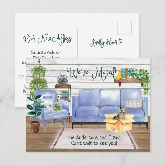 American Short Hair Brown Tabby New Home Moving Aankondigingskaart (Voorkant / Achterkant)