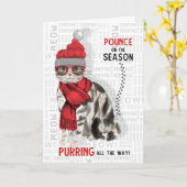 American Shorthair Cat Breed Funny Kerstmis Kaart (Gele Bloem)