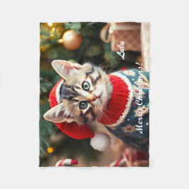 American Shorthair Cat Christmas Personalized   Fleece Deken
