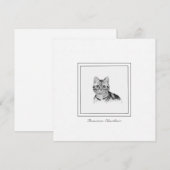 American Shorthair Cat Drawing Flat Note Card Notitiekaartje (Voorkant / Achterkant)