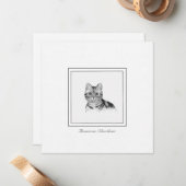 American Shorthair Cat Drawing Flat Note Card Notitiekaartje (Voorkant / Achterkant in situ)