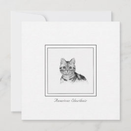 American Shorthair Cat Drawing Flat Note Card Notitiekaartje