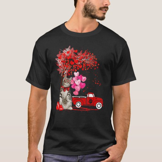 American Shorthair Cat Lover Funny Heart Tree Vale T-shirt (Voorkant)