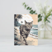 American-Shorthair-Cat op een tropisch strand Briefkaart (Staand voorkant)
