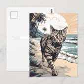 American-Shorthair-Cat op een tropisch strand Briefkaart (Voorkant / Achterkant)