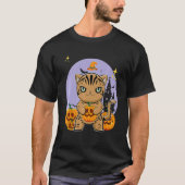 American Shorthair Cat With Pumpkin Halloween T-shirt (Voorkant)