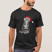American Shorthair Christmas Santa Hat Xmas Lights T-shirt (Voorkant)