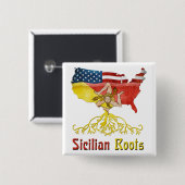 American Sicilian Roots Pin Badge Vierkante Button 5,1 Cm (Voorkant /achterkant)
