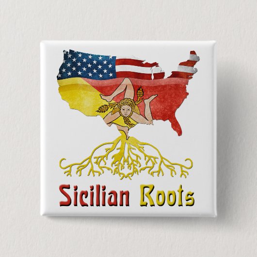 American Sicilian Roots Pin Badge Vierkante Button 5,1 Cm (Voorkant)