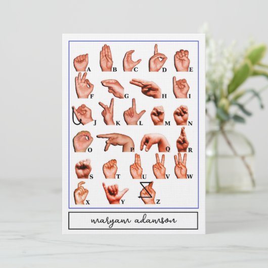 American Sign Language Alphabet Board, ASL Card Kaart (Staand voorkant)