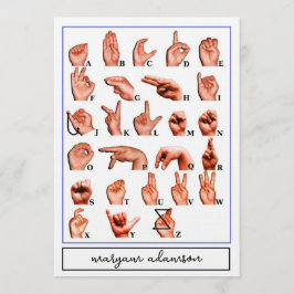 American Sign Language Alphabet Board, ASL Card Kaart