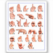 American Sign Language Alphabet Board, Learn Asl Sticker (Voorkant)