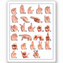 American Sign Language Alphabet Board, Learn Asl Sticker
