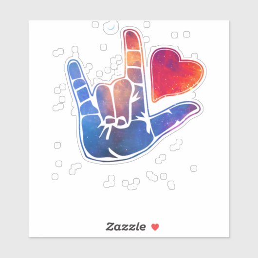 American Sign Language ASL Ik hou van je in gebare Sticker (Vel)