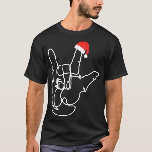 American Sign Language ASL Love Christmas T-shirt (Voorkant)