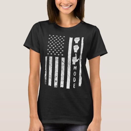 American Sign Language ASL USA Flag T-shirt (Voorkant)