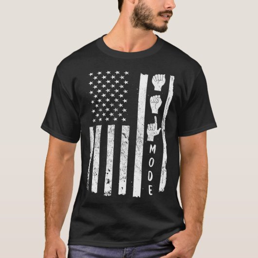 American Sign Language ASL USA Flag T-shirt (Voorkant)