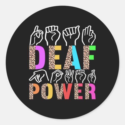American Sign Language Deaf Awareness 3  Ronde Sticker (Voorkant)