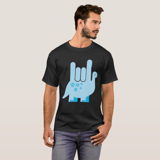 American Sign Language Dinosaur - Ik hou van je T-shirt (Voorkant volledig)